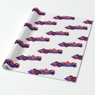 Professional racing car cartoon illustration wrapping paper