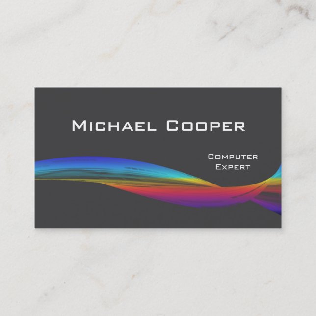 Professional Rainbow Wave Business Card Grey (Front)