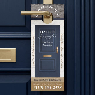 Professional Real Estate Agent Marketing Navy Door Hanger