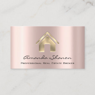 Professional Real Estate Broker Agent Rose Gold QR Business Card
