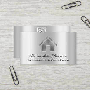 Professional Real Estate Broker Agent Silver Grey  Business Card