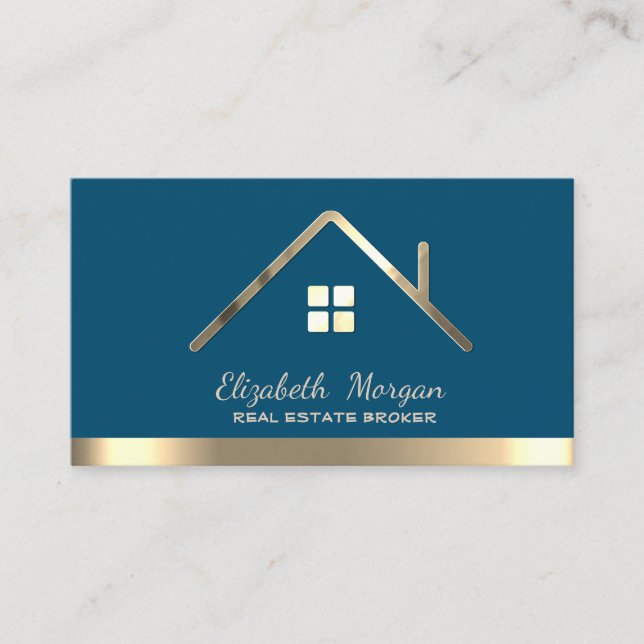 Professional Real Estate Broker House Roof  Business Card (Front)