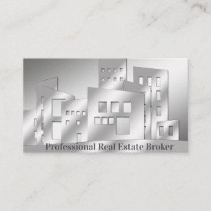 Professional Real Estate Broker silver Business Ca Card