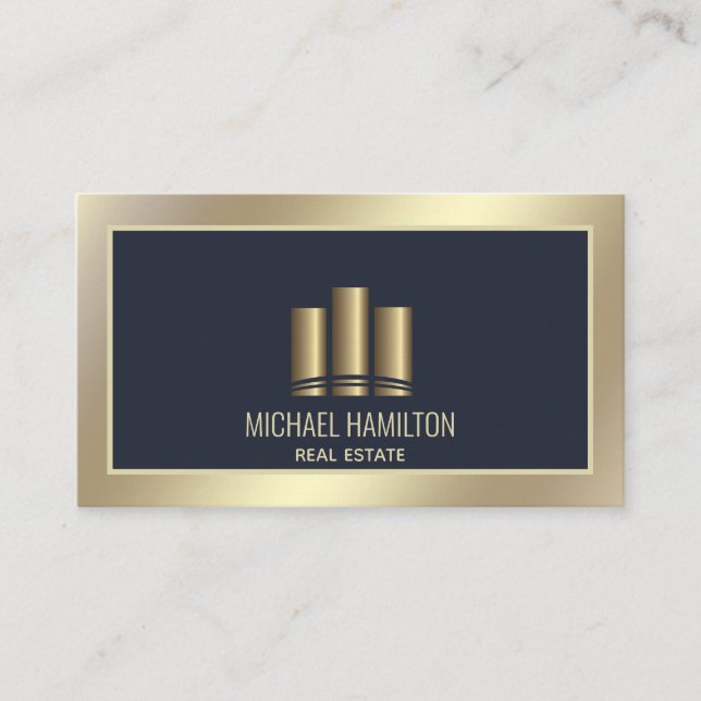 Professional real estate construction gold logo business card (Front)