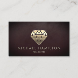 Professional real estate gold diamond house logo b business card