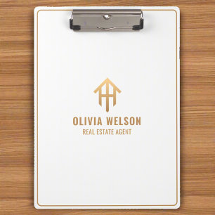 Professional Real Estate Gold & White Realtor  Clipboard