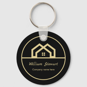 Professional Real Estate Modern Black Custom House Key Ring