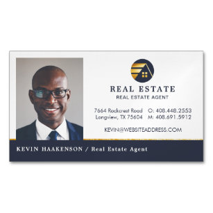 Professional Real Estate   Photo Layout Horizontal Magnetic Business Card
