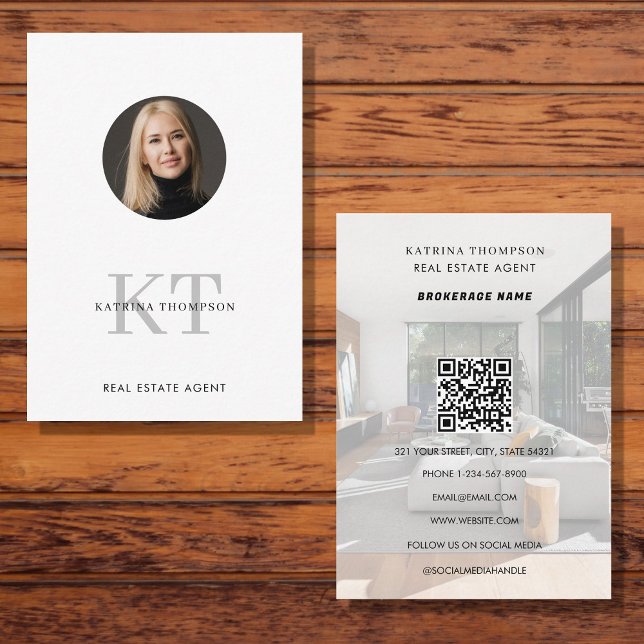 Professional Real Estate Photo Realtor QR Code Business Card (Creator Uploaded)