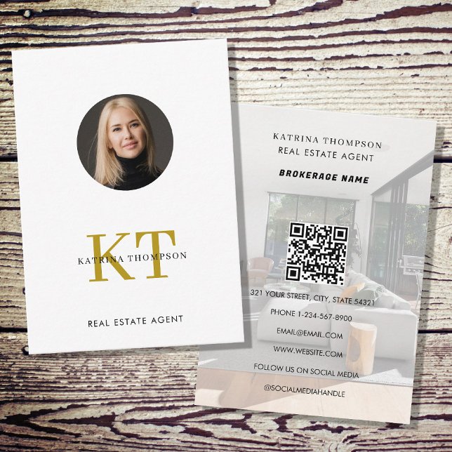 Professional Real Estate Photo Realtor White Gold Business Card (Professional Real Estate Photo Realtor White Gold Business Card)