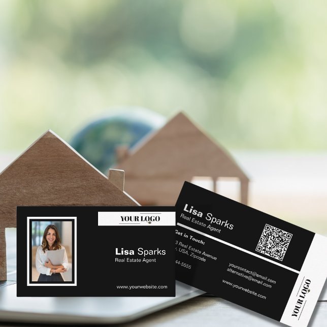 Professional Real Estate QR Logo Photo Business Card (Creator Uploaded)