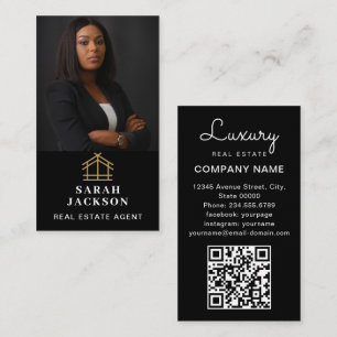 Professional Real Estate Realtor Add Photo QR Code Business Card
