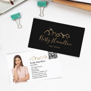 professional real estate realtor add photo QR code Business Card