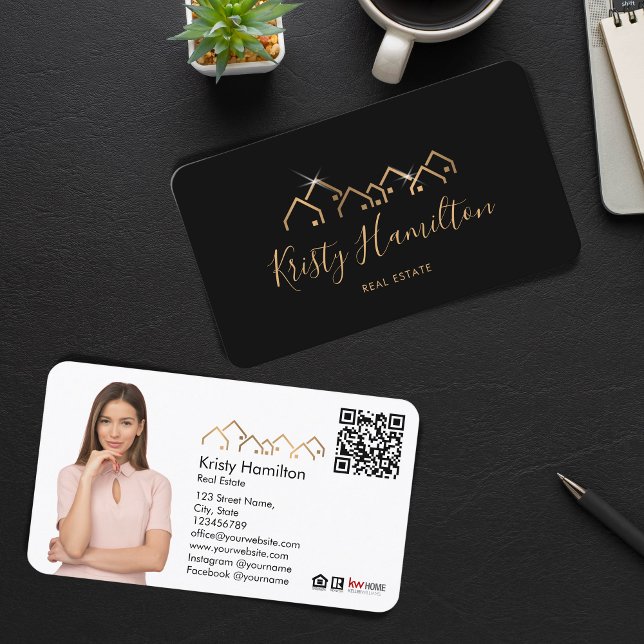 professional real estate realtor add photo QR code Business Card (Creator Uploaded)