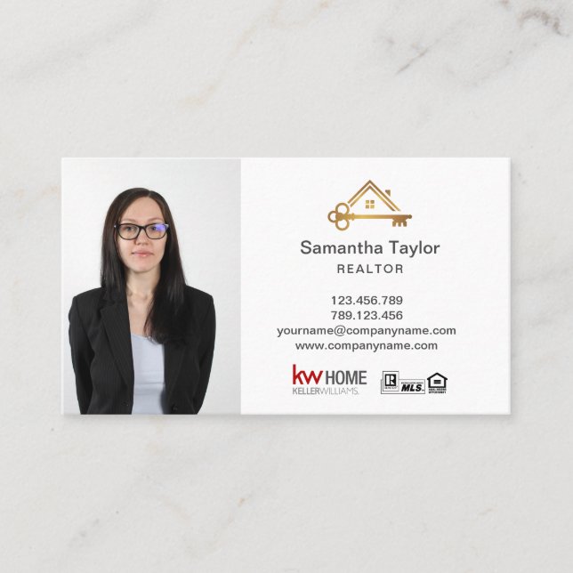 Professional Realtor Real Estate Add Photo Key Bus Business Card (Front)