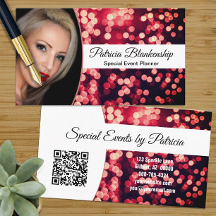 Professional Red Bokeh Custom Photo Business Card