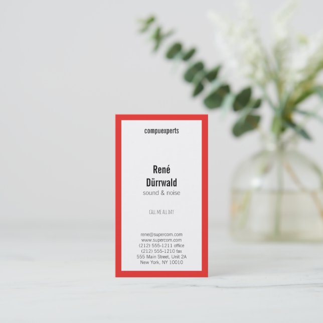 Professional red business card (Standing Front)
