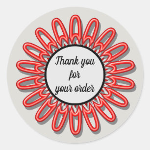 Professional Red Flower Thank You For Your Order Classic Round Sticker