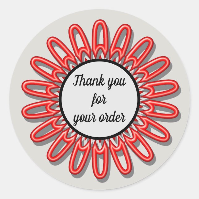 Professional Red Flower Thank You For Your Order Classic Round Sticker (Front)
