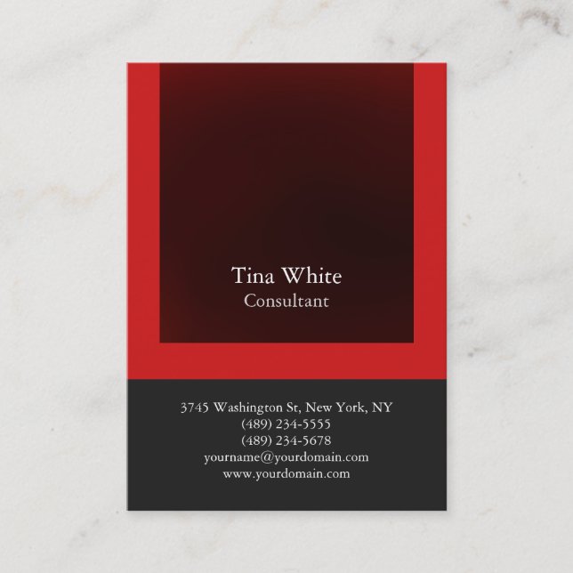 Professional Red Grey Colour Striped Unique Business Card (Front)
