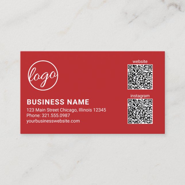 Professional Red Logo QR Code Modern Business Card (Front)