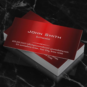 Professional Red Metal DJ Music Business Card