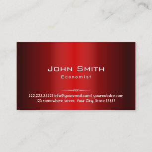 Professional Red Metal Economist Business Card