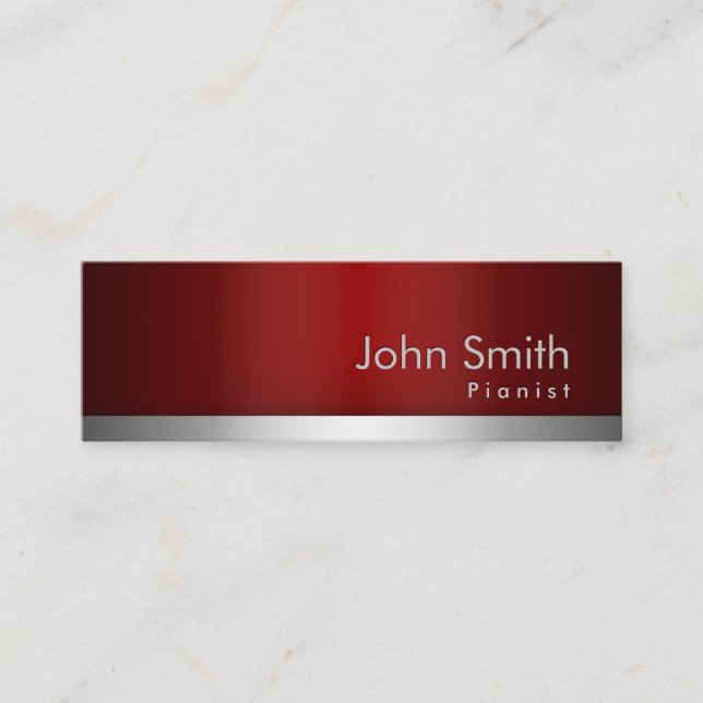professional Red Metal Pianist Business Card (Front)