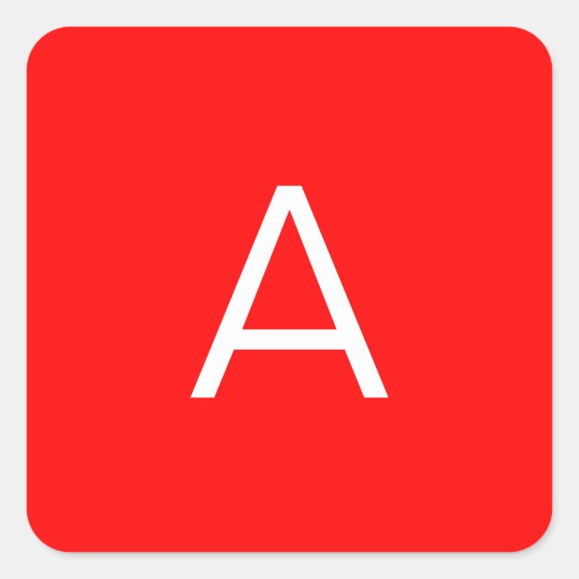 Professional red monogram initial letter square sticker (Front)