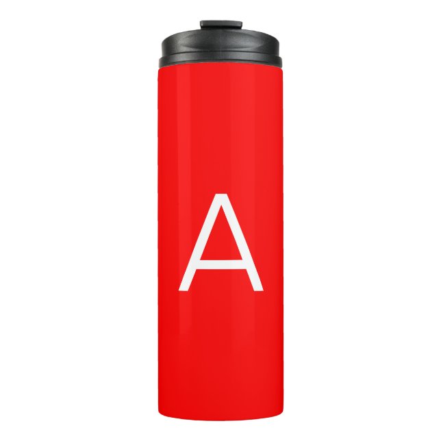 Professional red monogram initial letter thermal tumbler (Front)
