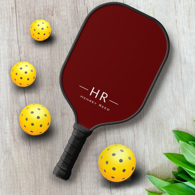 Professional Red Monogram Name + Initials Pickleball Paddle (Creator Uploaded)