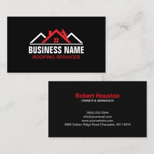 Professional Red Roofing Services Logo Business Card