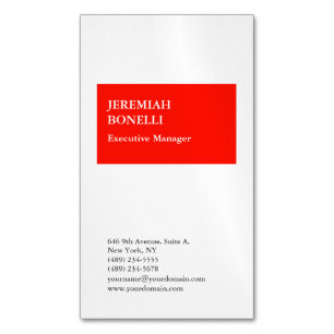 Professional red white minimalist modern Magnetic business card