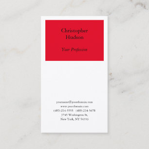 Professional Red & White Plain Premium Silk  Business Card