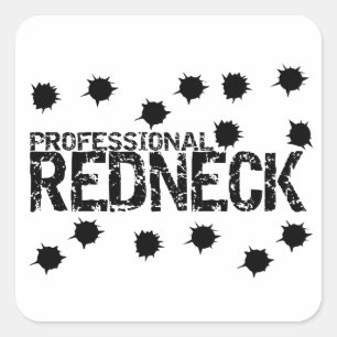 Professional Redneck Bullet Hole Square Sticker