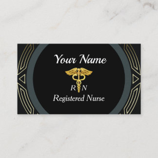 Professional Registered Nurse Gold and Black Business Card
