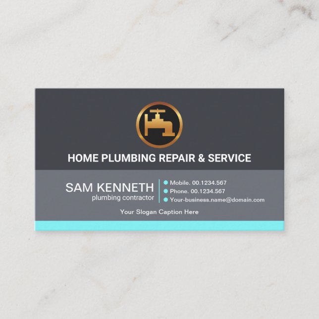 Professional Retro Grey Shade Columns Plumber Business Card (Front)