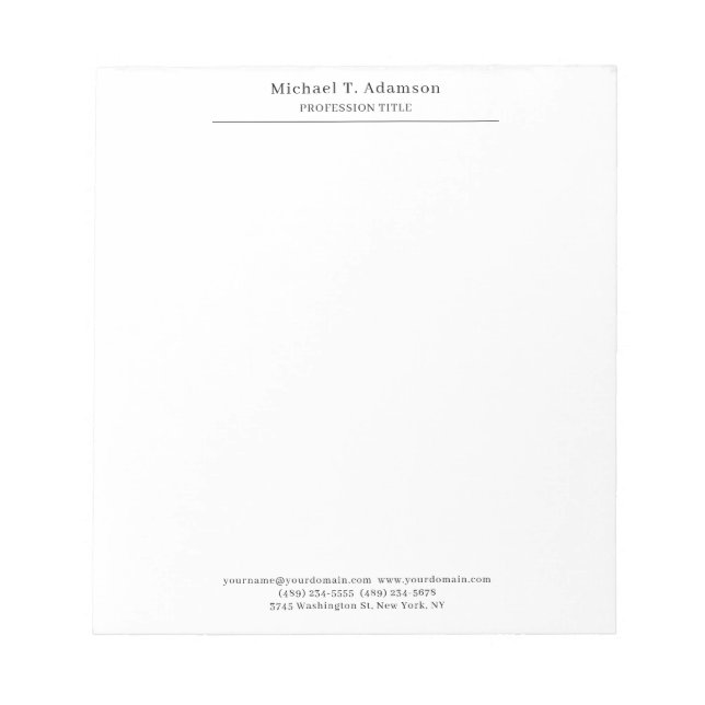 Professional Retro Style Elegant Plain Simple Notepad (Front)
