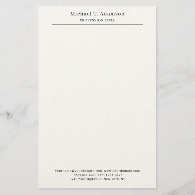 Professional Retro Style Elegant Plain Simple Stationery (Front)