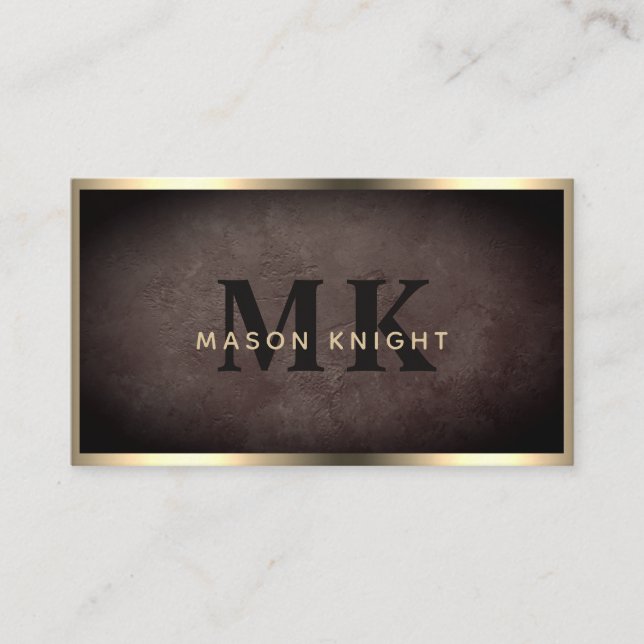 Professional Rock Slate Stone & Gold Luxury Design Business Card (Front)