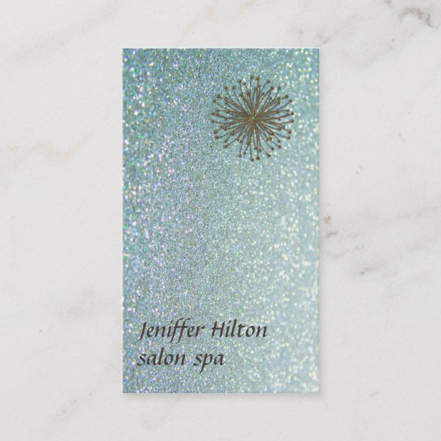 Professional romantic glamourous glittery dandelio business card (Front)