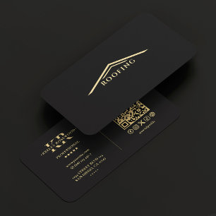 Professional Roofing Company Elegant Black Business Card