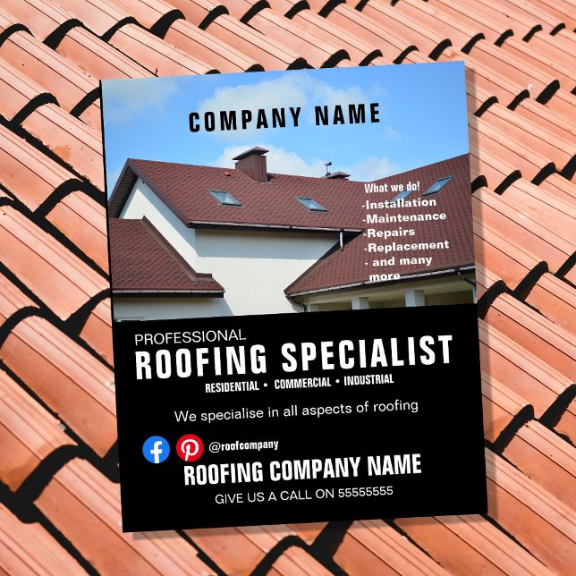 Professional Roofing Company Flyer | Customisable  (Creator Uploaded)