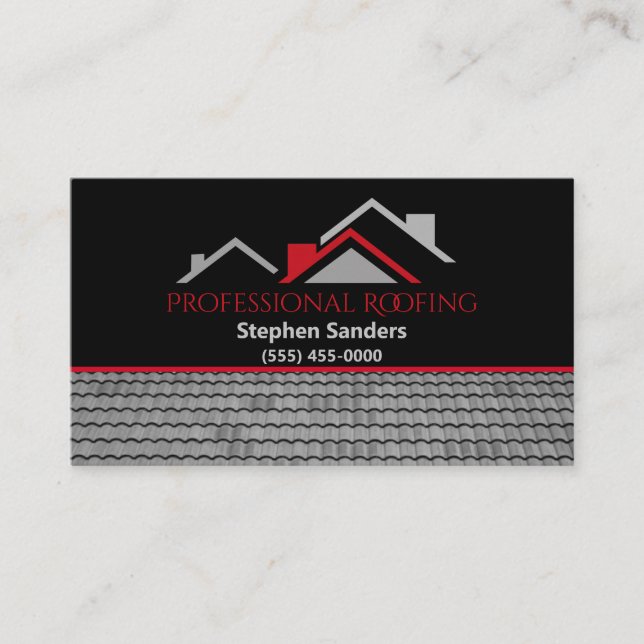 Professional Roofing Construction Company Business Card (Front)