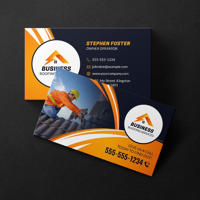 Professional Roofing Construction Gutter Shingles Business Card (Creator Uploaded)