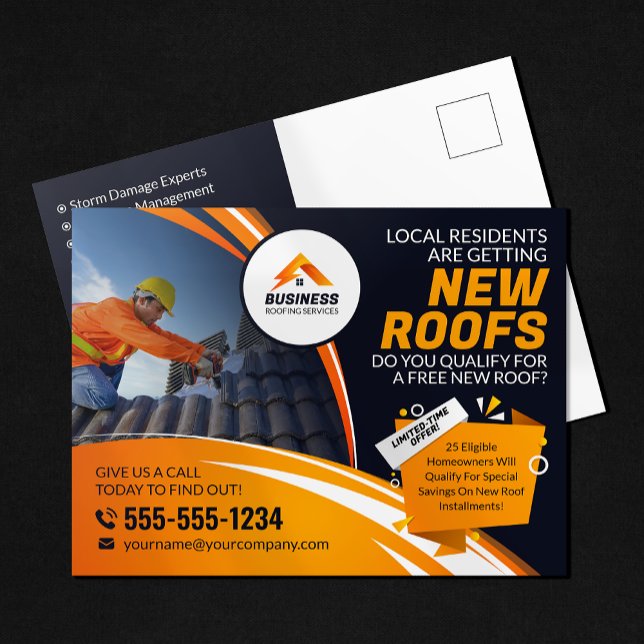 Professional Roofing Construction Gutter Shingles Postcard (Creator Uploaded)