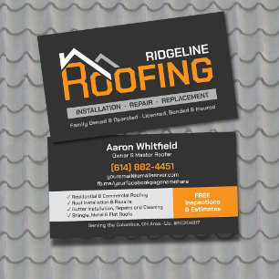 Professional Roofing Contractor - Roofer Business Card