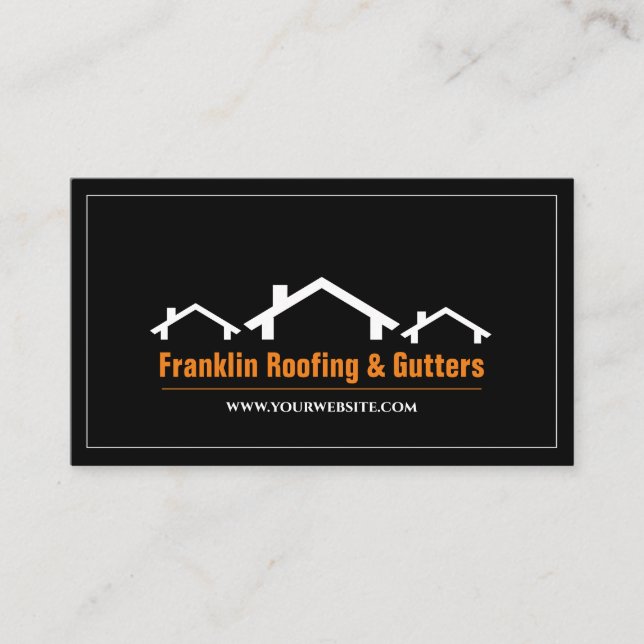 Professional Roofing & Gutters Business Card (Front)