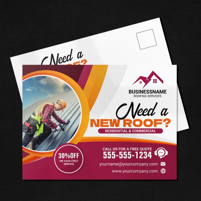 Professional Roofing Repairs Installation Service Postcard (Creator Uploaded)