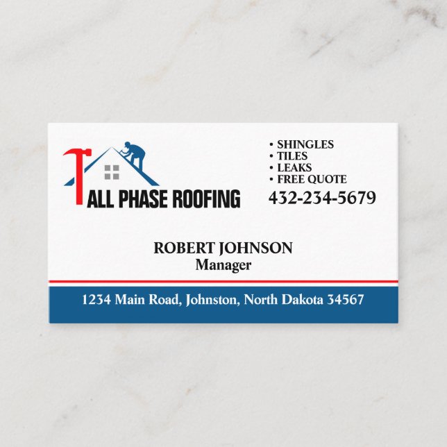 Professional Roofing Service Business Card (Front)